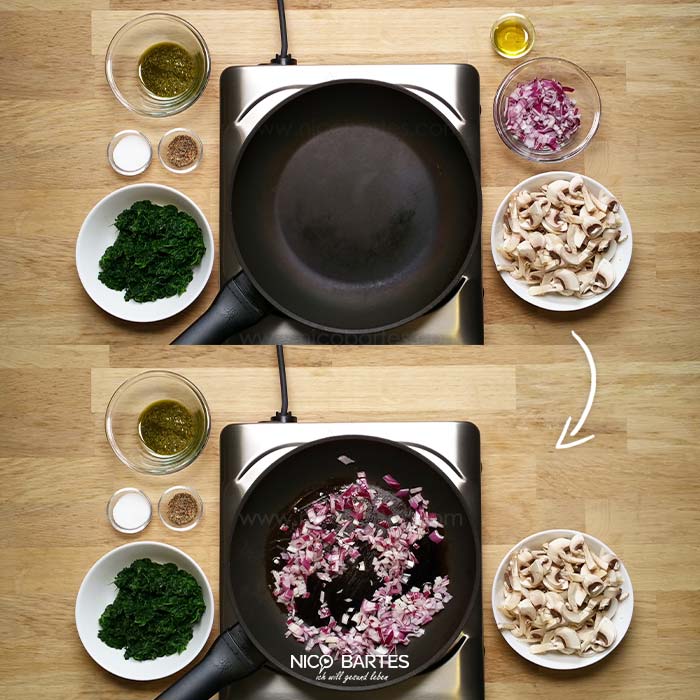 Zwiebeln anrösten in Olivenöl