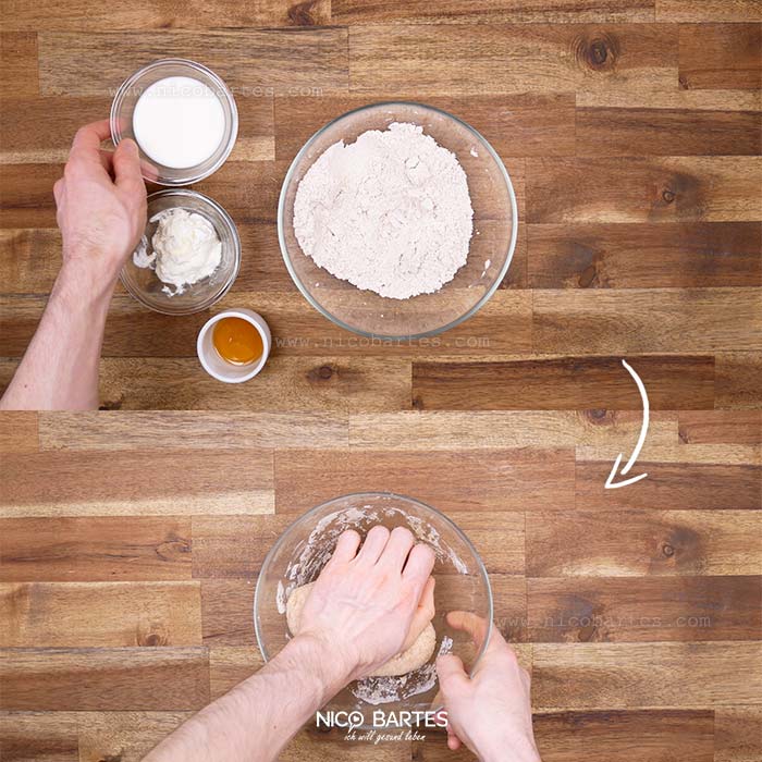 Teig kneten f&uuml;r Hamburger