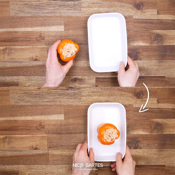 Gef&uuml;llte-Paprika Schoten vorbereiten