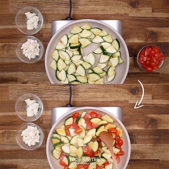 Zucchini-Pfanne Rezept ( Low Carb ) mit Frischkäse