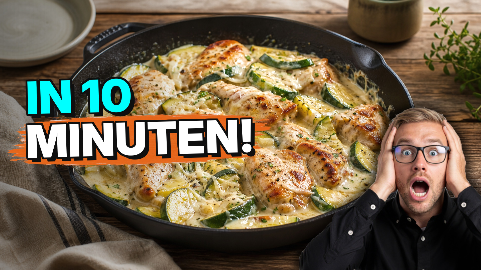 10-Minuten Low-Carb-Hähnchenpfanne mit Zucchini und Parmesan – schnelles Alltagsgericht