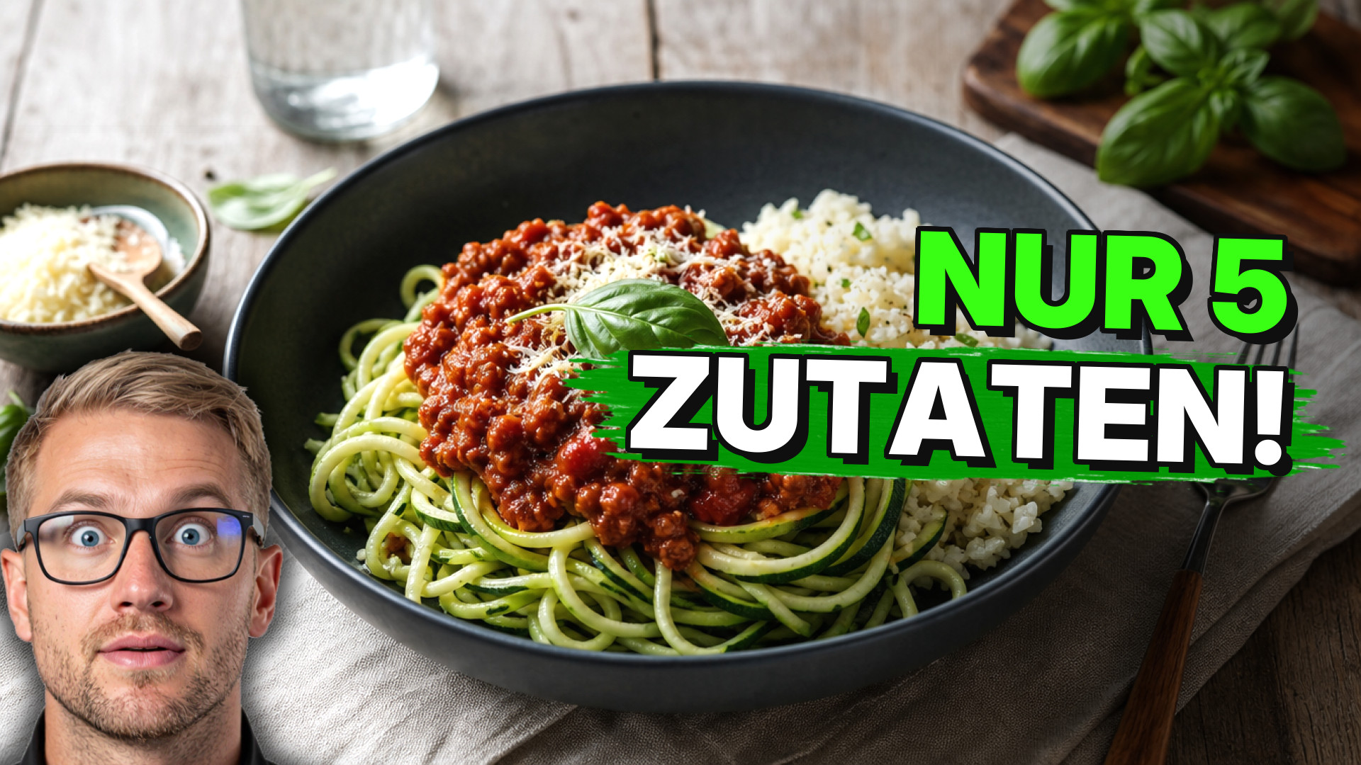 Low-Carb Bolognese ohne Pasta – einfaches 5-Zutaten-Rezept für Zoodles oder Blumenkohlreis