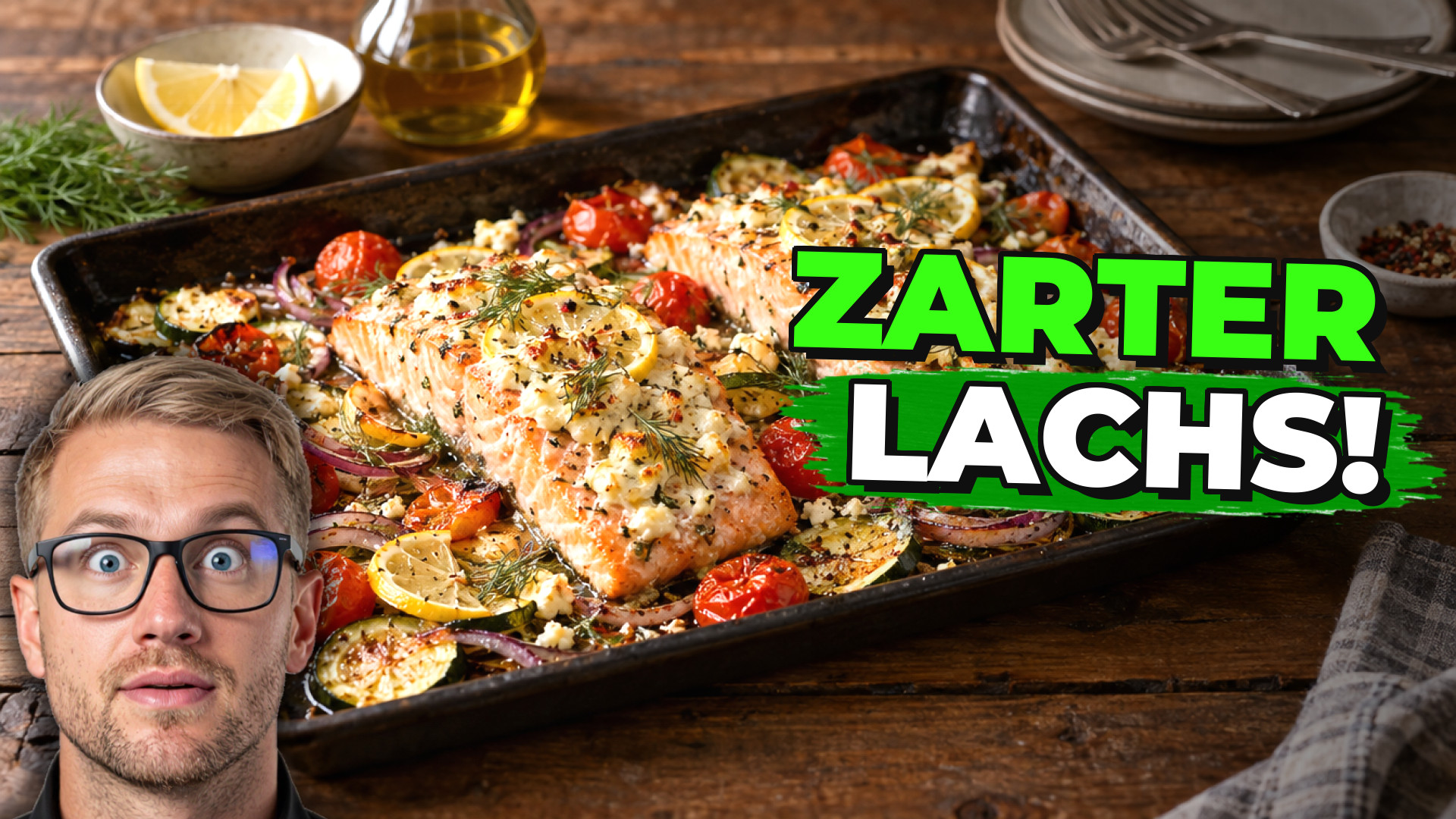 Proteinreicher Low-Carb-Lachs mit Feta und Gemüse vom Backblech
