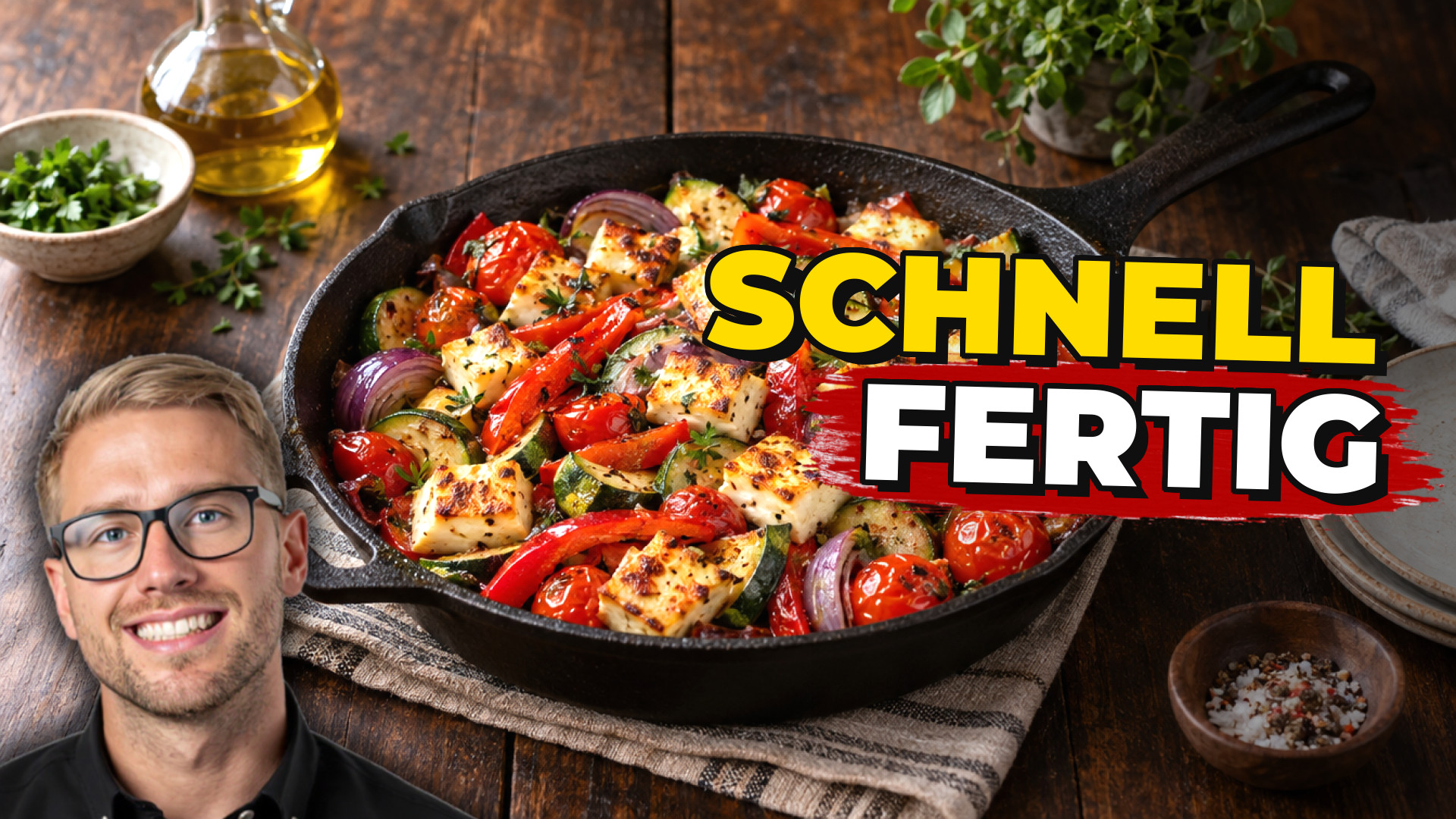 Schnelle Halloumi-Gemüse-Pfanne – vegetarisches Low-Carb-Gericht